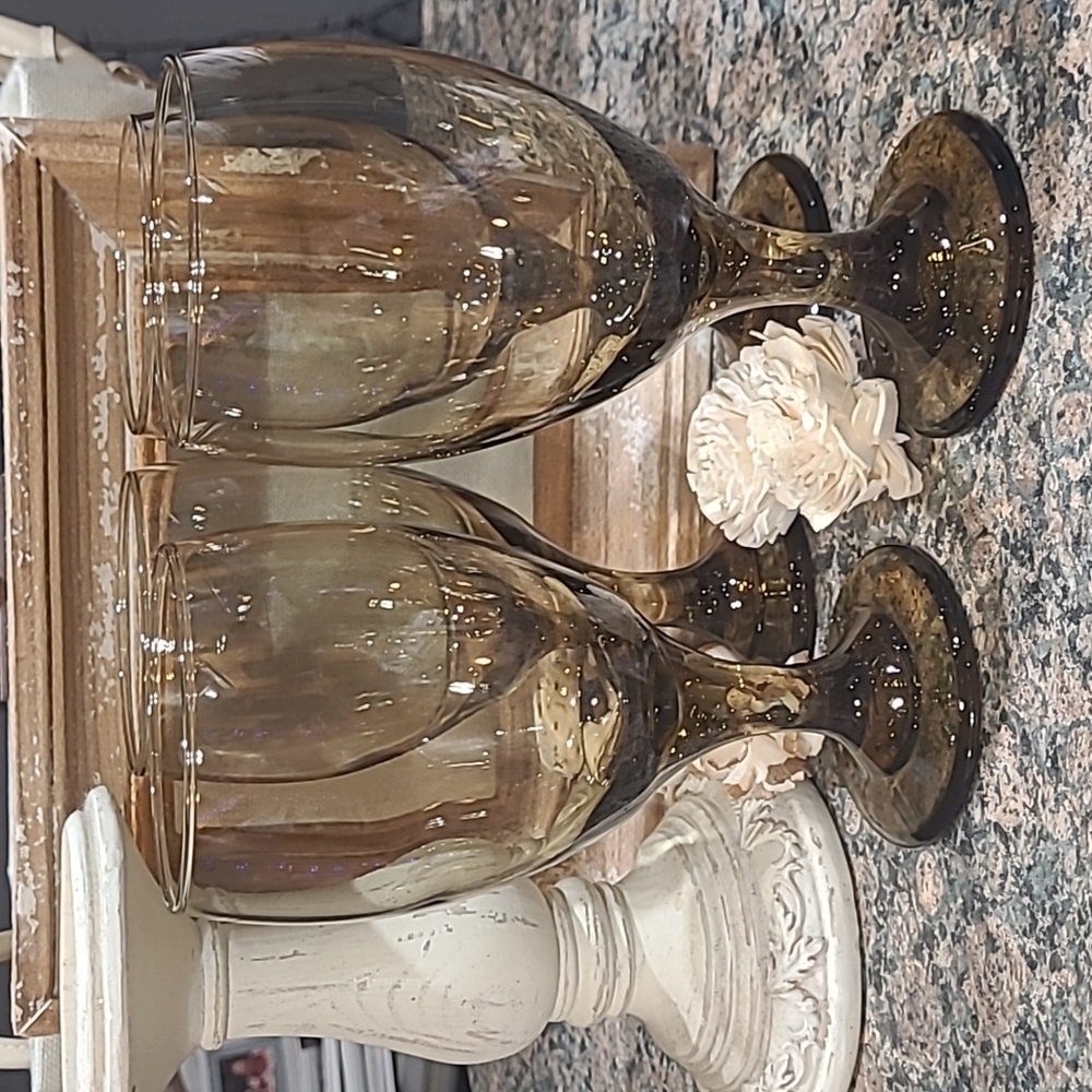 Vintage Amber Brown Water Glasses